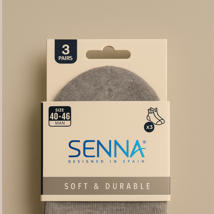 Packaging SENNA – lot de 3 socquettes blanches – vue de face – VPC Mania grossiste