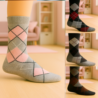 Chaussettes femme SENNA à losanges colorés – visuel lifestyle – VPC Mania grossiste