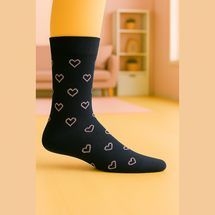 Chaussettes femme SENNA à motifs cœurs – visuel lifestyle – VPC Mania grossiste