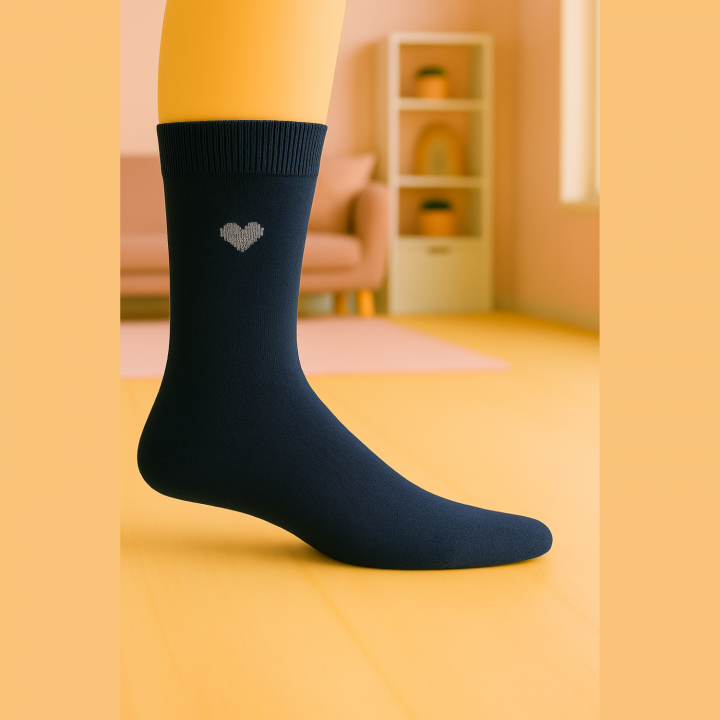 Chaussettes femme SENNA à cœur brodé – vue de profil – VPC Mania grossiste