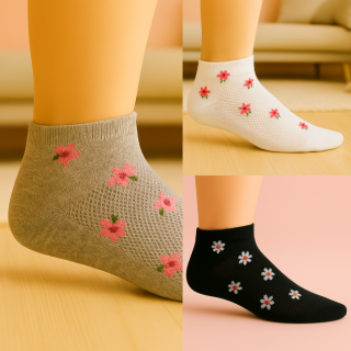 Lot de socquettes fleuries SENNA – présentation produit – VPC Mania grossiste