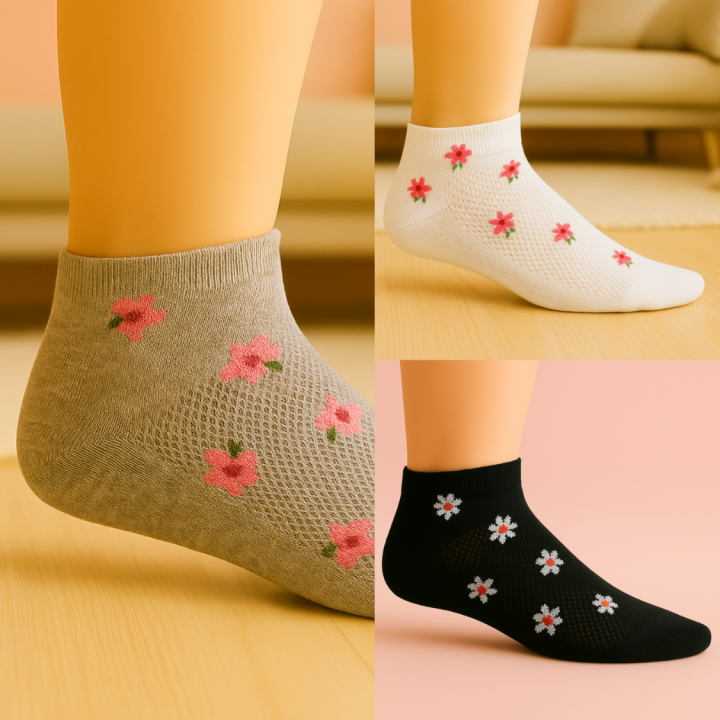 Lot de socquettes fleuries SENNA – présentation produit – VPC Mania grossiste