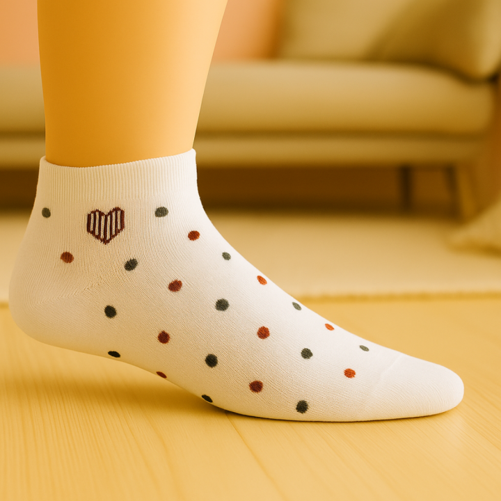 Socquettes courtes SENNA à pois – présentation modèle – VPC Mania grossiste