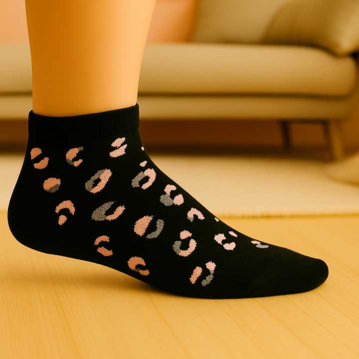 Socquettes courtes femme SENNA léopard – présentation produit – VPC Mania grossiste