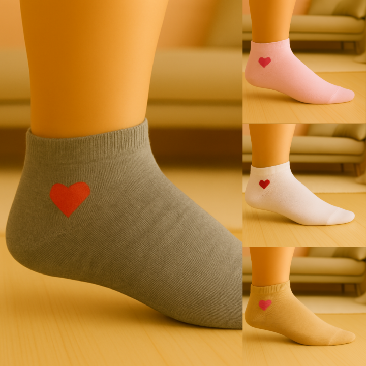 Lot de socquettes SENNA motif cœur – présentation produit – VPC Mania grossiste