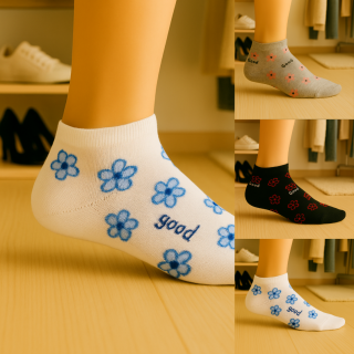 Lot de socquettes SENNA fleurs “Good” – présentation produit – VPC Mania grossiste