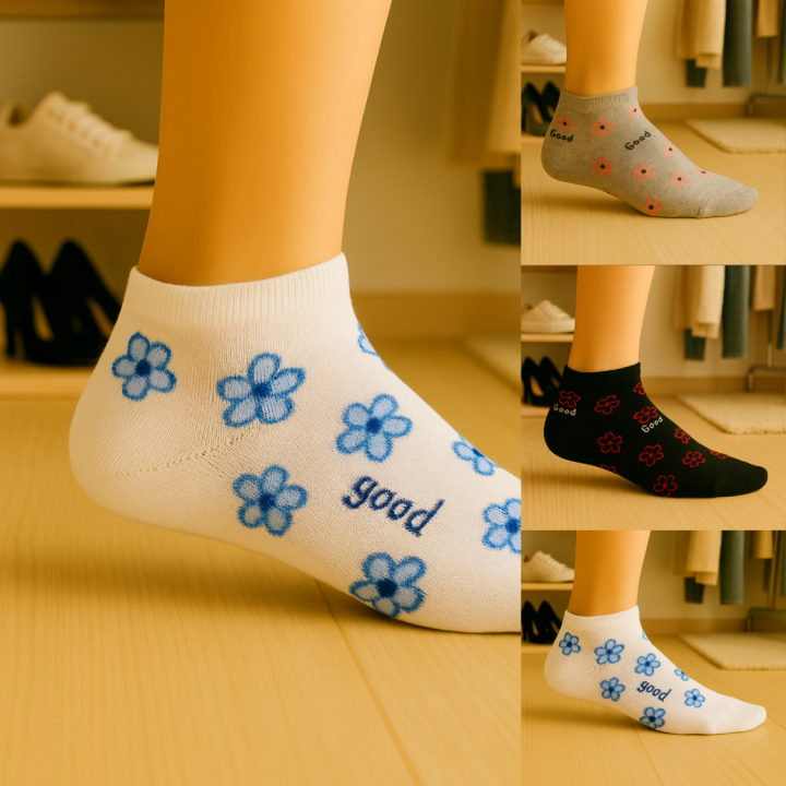 Lot de socquettes SENNA fleurs “Good” – présentation produit – VPC Mania grossiste