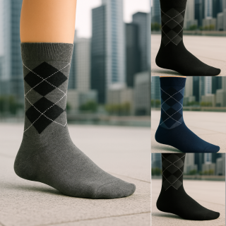 Chaussettes homme motif losanges SENNA – visuel lifestyle – VPC Mania grossiste