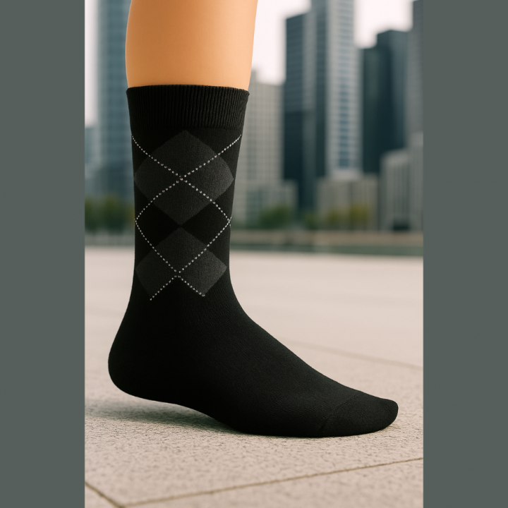 Chaussettes SENNA motif losanges – détails matière – VPC Mania grossiste