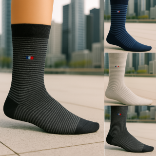 Chaussettes unisexes SENNA rayées avec drapeau – visuel lifestyle – VPC Mania grossiste