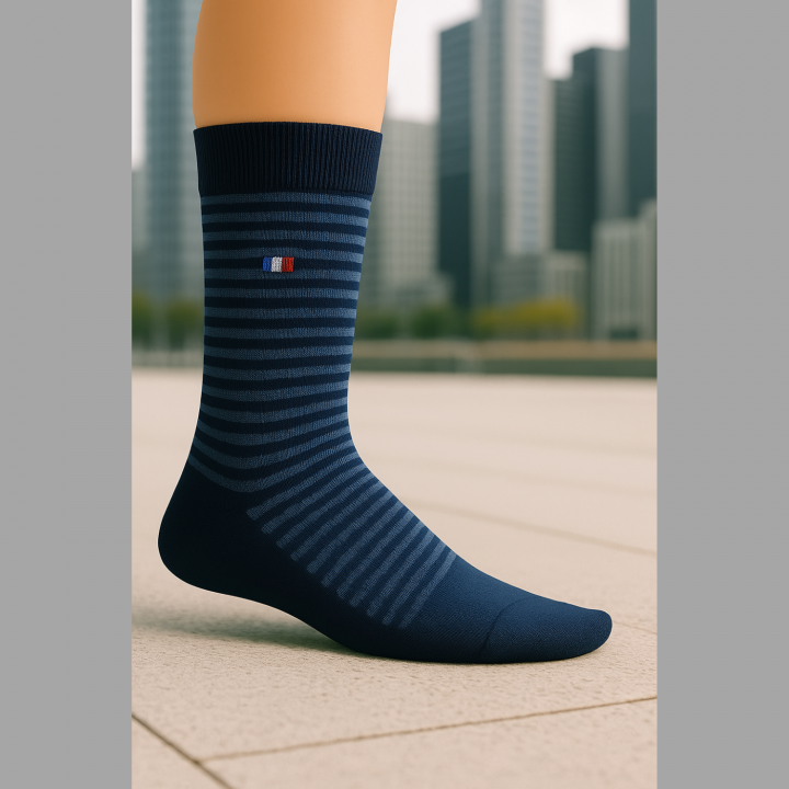 Lot de 3 paires de chaussettes coton SENNA de ville à rayures – mi-mollet – homme – taille 40–46 – élégantes et confortables