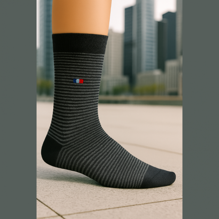 Lot de 3 paires de chaussettes coton SENNA de ville à rayures – mi-mollet – homme – taille 40–46 – élégantes et confortables