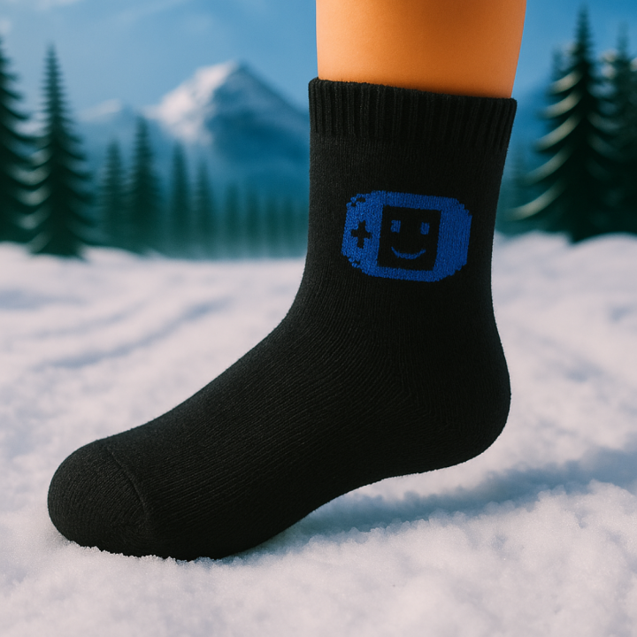 Chaussettes thermiques enfant SENNA – motif ludique – vue de profil