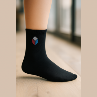 Chaussettes coton de sport unisexe SENNA noires – logo tricolore – confort et maintien