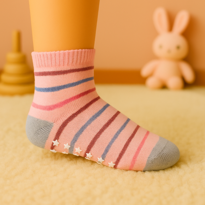 Lot de 48 paires de chaussettes coton bébé antidérapantes SENNA – 0/6m, 6/12m, 12/18m, 18/24m – motifs assortis