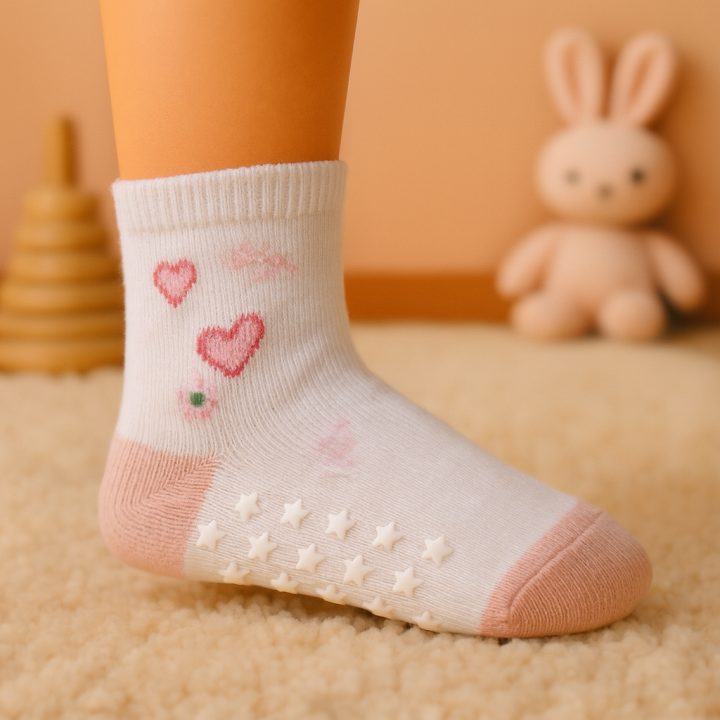 Lot de 48 paires de chaussettes coton bébé antidérapantes SENNA – 0/6m, 6/12m, 12/18m, 18/24m – motifs assortis