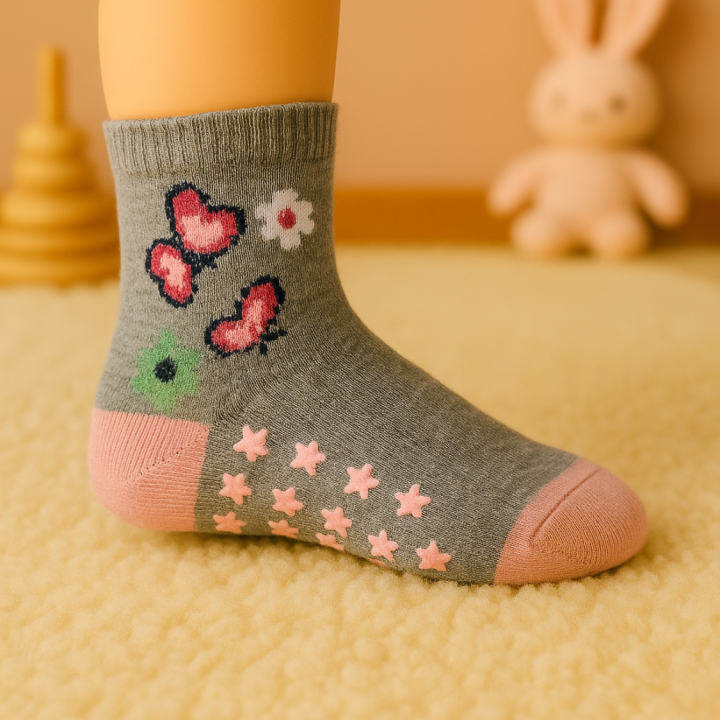 Chaussettes bébé antidérapantes SENNA – coton doux – visuel lifestyle chambre enfant – VPC Mania grossiste