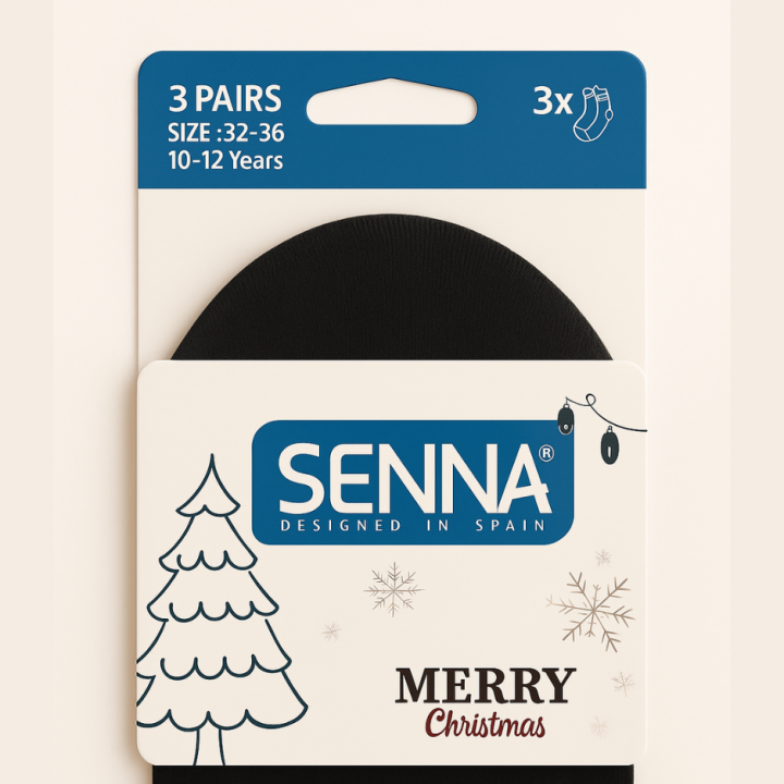 Packaging chaussettes enfant Noël SENNA – présentation produit
