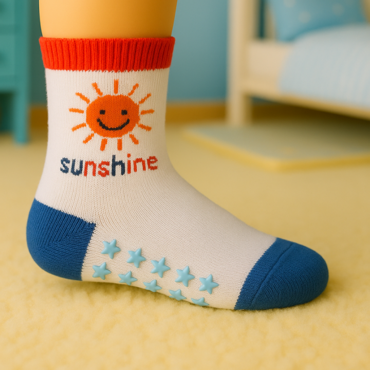 Chaussettes bébé garçon SENNA – modèle Sunshine – coton doux – semelle antidérapante