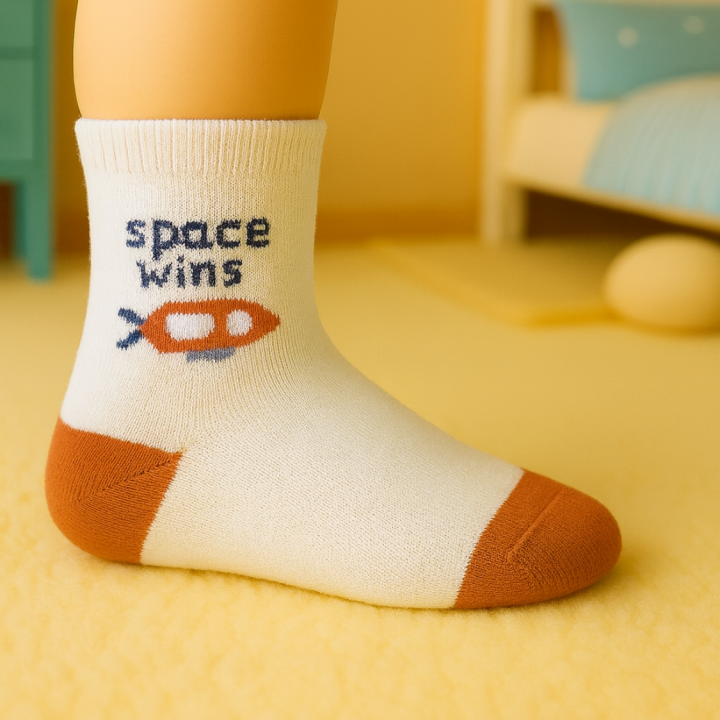 Image 6 : Chaussettes bébé SENNA motif fusée – coton doux – visuel lifestyle