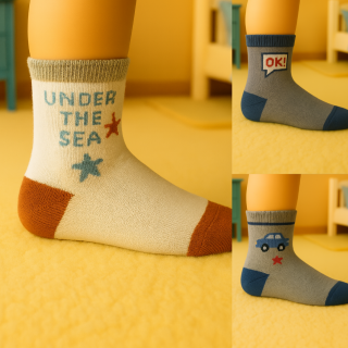 Image 1 : Chaussettes bébé SENNA motif étoile de mer – coton doux – visuel lifestyle