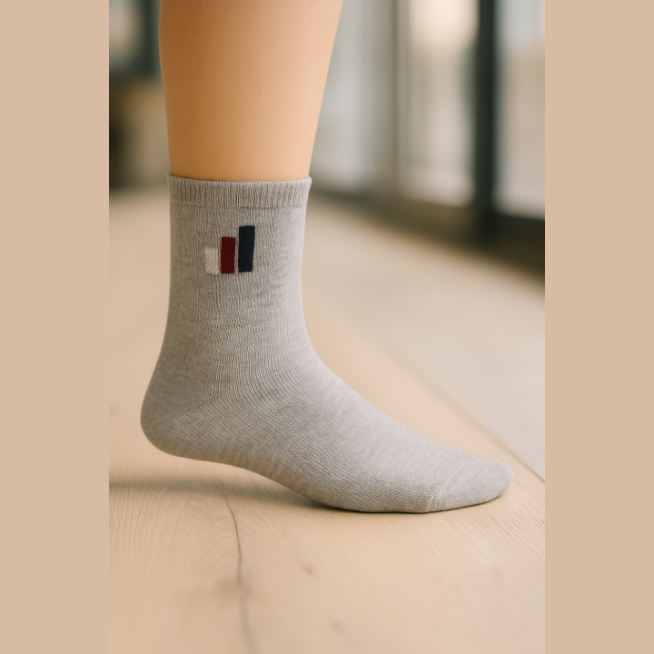 Lot de 3 paires de chaussettes courtes coton unisexe SENNA tricolores – blanc, gris, noir – taille 40–46